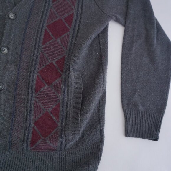 Vintage Arnold Palmer Gray Maroon Eclectic Grandpa Button Up Cardigan Sweater S - Picture 5 of 9